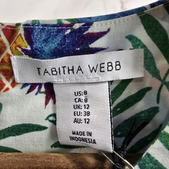 Anthropologie Tabitha Webb Dress Womens 8 Pineapple Print Red Blue White Sheath - Picture 3 of 10